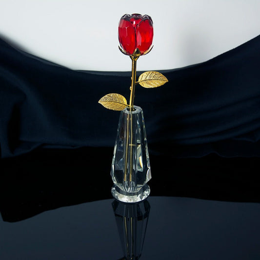 Rose Eternelle Rouge Or & Cristal