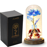 Rose Eternelle Sous Cloche Figurines Ours Or 24K