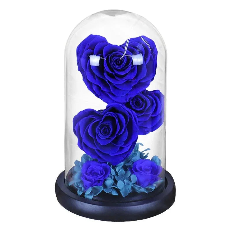 Rose Eternelle en Cœur Sous Cloche ( Choix de Couleur ) - Rose Eternelle La Boutique
