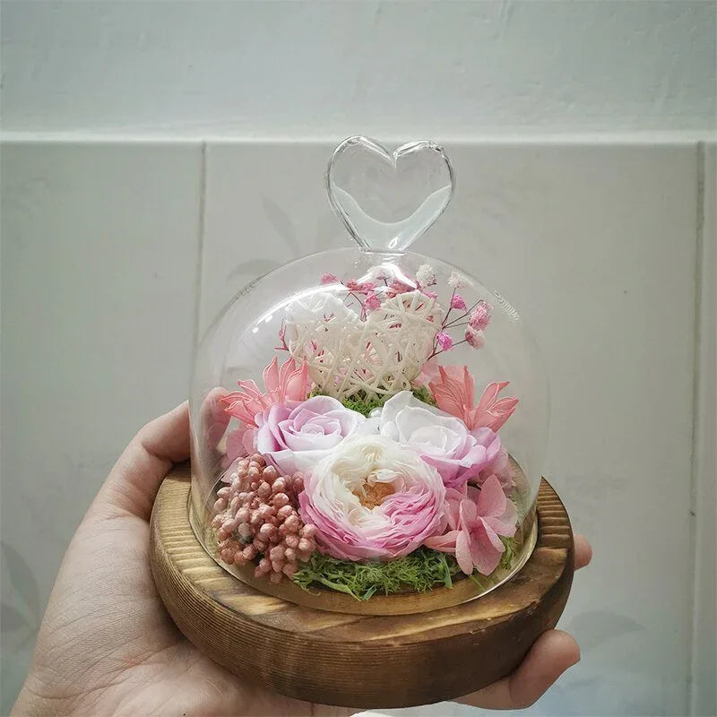 Rose Eternelle Sous Cloche (Trio de Fleurs Rouge) - Rose Eternelle La Boutique