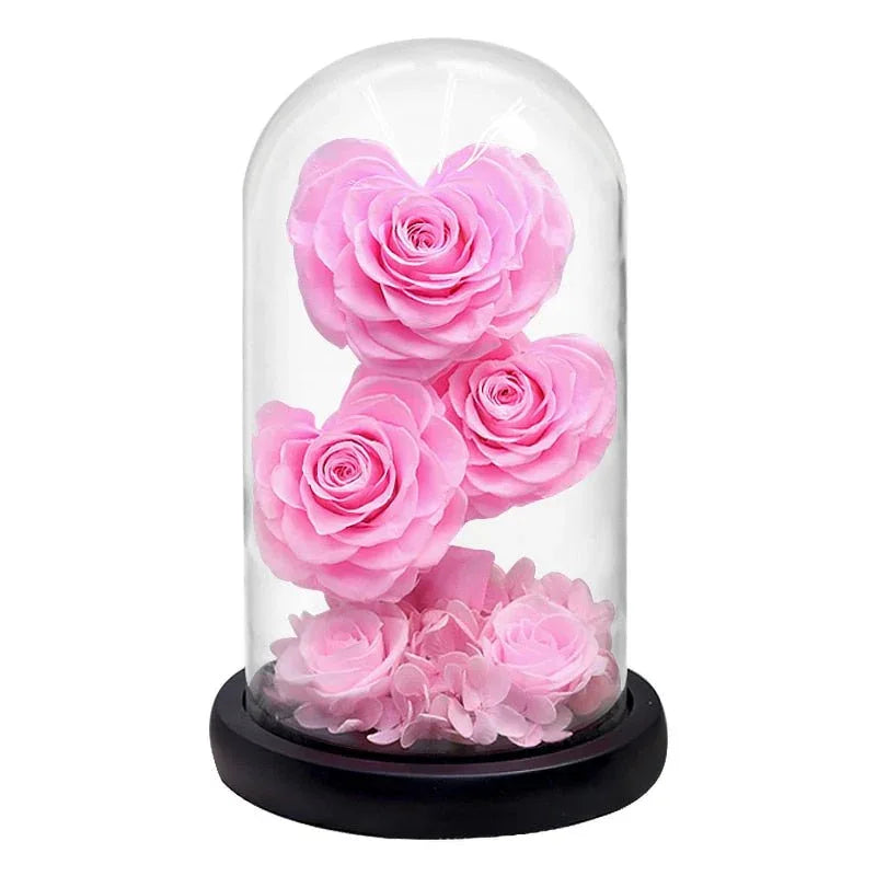 Rose Eternelle en Cœur Sous Cloche ( Choix de Couleur ) - Rose Eternelle La Boutique