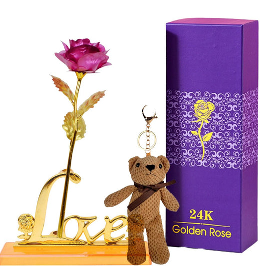 Coffret Rose Eternelle en Or 24k