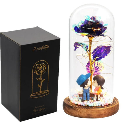 Rose Eternelle Sous Cloche Figurines Ours Or 24K - Rose Eternelle La Boutique