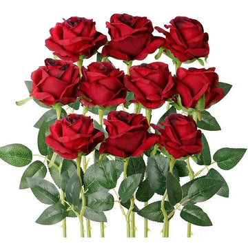 Décorez avec Élégance - 10 Fleurs Roses Artificielles - Rose Eternelle La Boutique