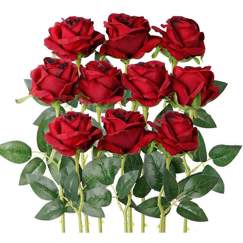 Décorez avec Élégance - 10 Fleurs Roses Artificielles