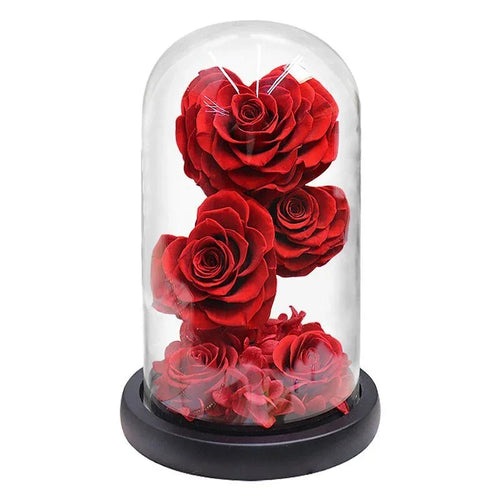 Rose Eternelle en Cœur Sous Cloche ( Choix de Couleur ) - Rose Eternelle La Boutique