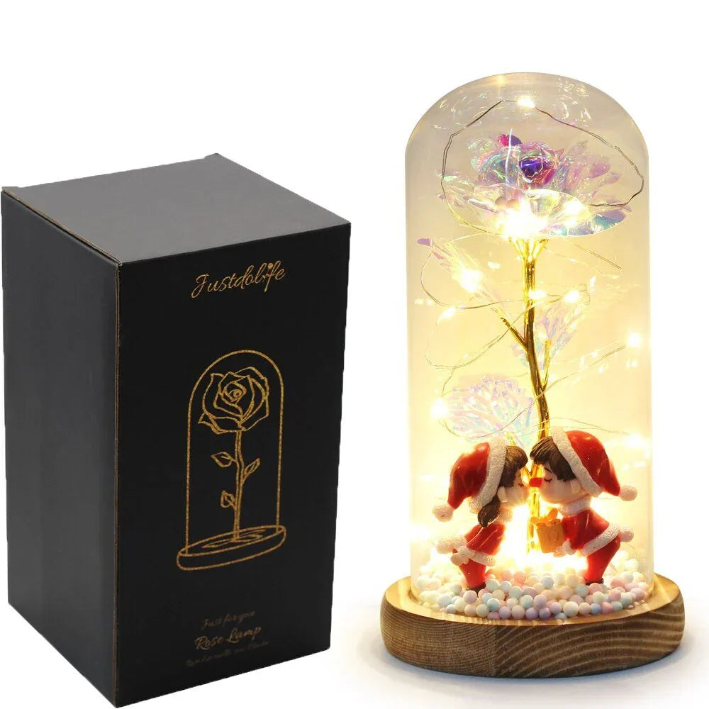 Rose Eternelle Sous Cloche Figurines Ours Or 24K - Rose Eternelle La Boutique