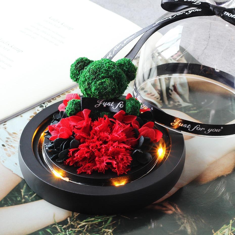 Rose Eternelle Ourson Sous Dôme (Choix de Couleurs) - Rose Eternelle La Boutique