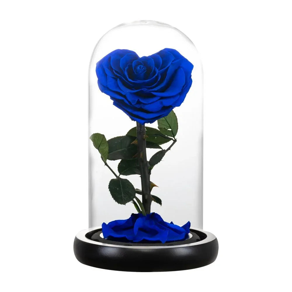 Rose Eternelle en Cœur Sous Cloche ( Choix de Couleur ) - Rose Eternelle La Boutique