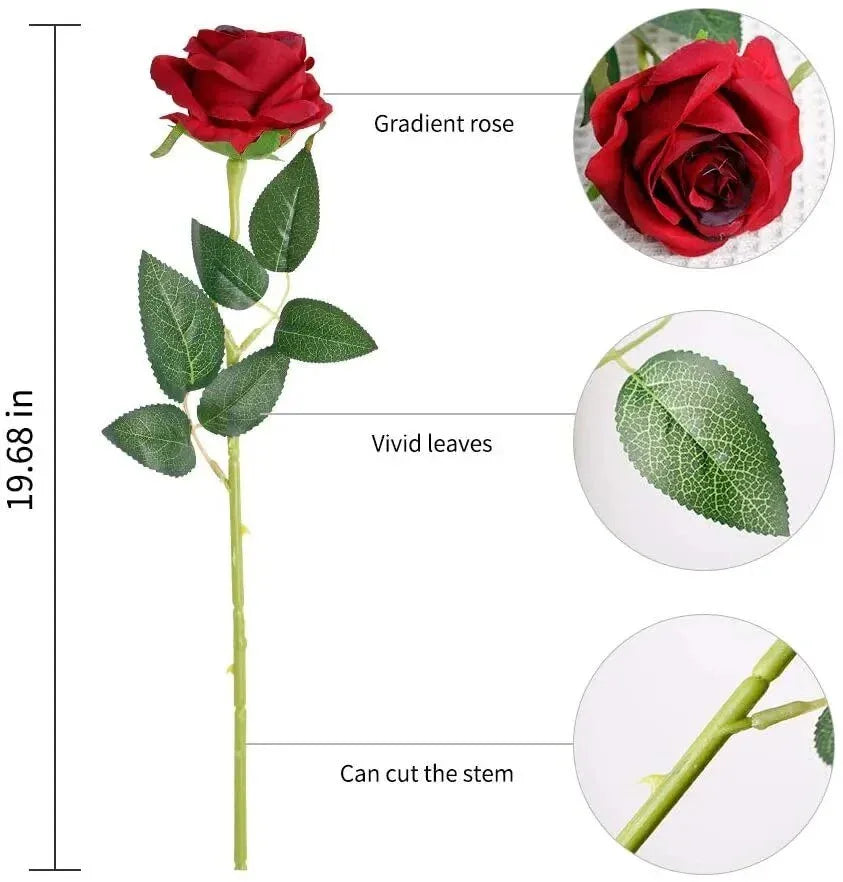 Décorez avec Élégance - 10 Fleurs Roses Artificielles - Rose Eternelle La Boutique