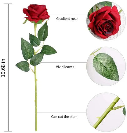 Décorez avec Élégance - 10 Fleurs Roses Artificielles - Rose Eternelle La Boutique