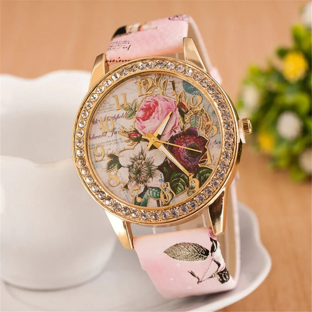 Montre a Quartz & Strass . Edition spéciale : Rose éternelle - Rose Eternelle La Boutique