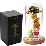 Rose Eternelle Sous Cloche Figurines Or 24K
