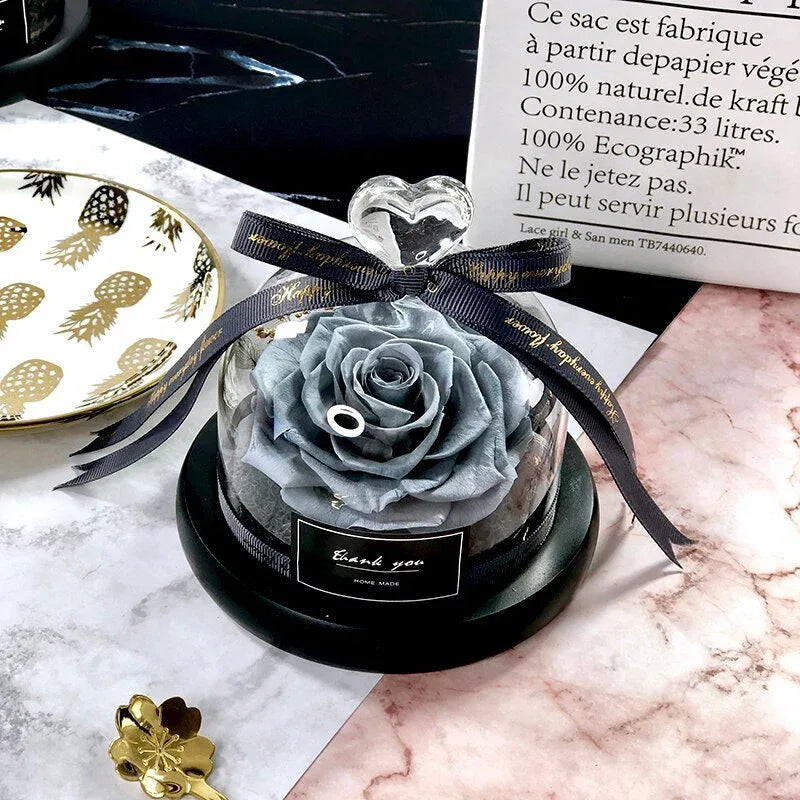 Rose Eternelle Sous Cloche (Trio de Fleurs Rouge) - Rose Eternelle La Boutique