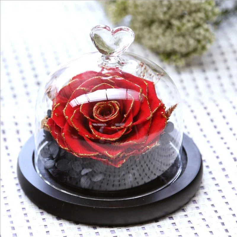 Rose Eternelle Sous Cloche (Trio de Fleurs Rouge) - Rose Eternelle La Boutique