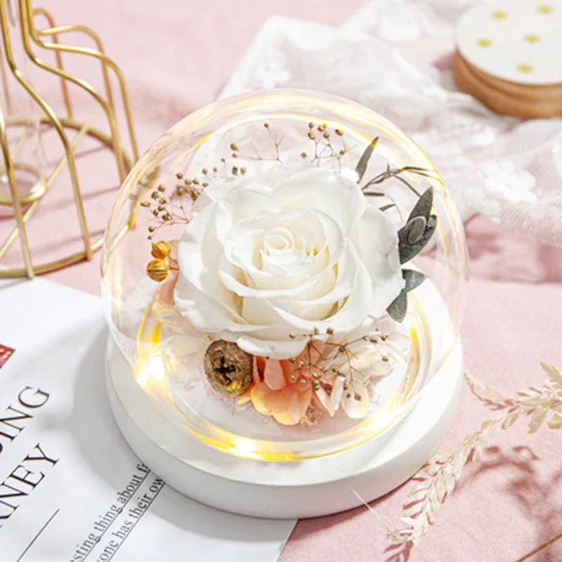 Rose Eternelle Sous Cloche (Trio de Fleurs Rouge) - Rose Eternelle La Boutique