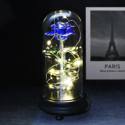 Rose Eternelle Lumineuse Bleu Or 24k - Rose Eternelle La Boutique