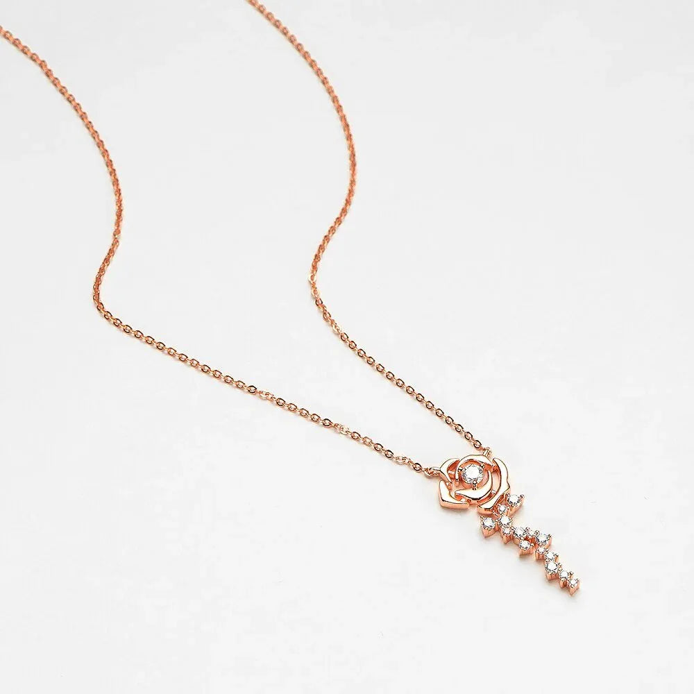 Collier en argent 925 avec une Rose en Dimant Moissanite - Rose Eternelle La Boutique