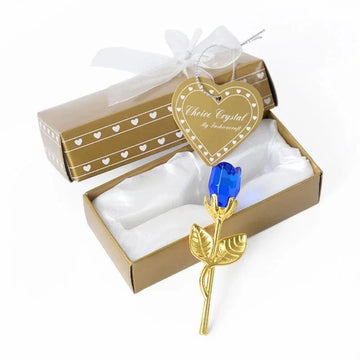 Elégant Coffret avec Rose éternelle Bleu en Cristal - Rose Eternelle La Boutique