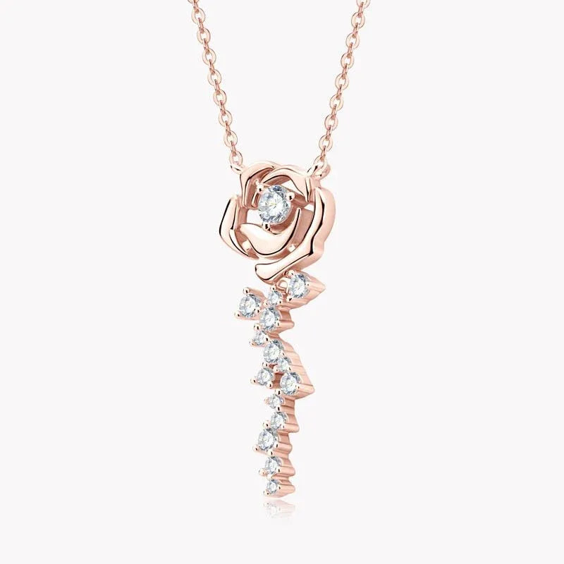 Collier en argent 925 avec une Rose en Dimant Moissanite - Rose Eternelle La Boutique