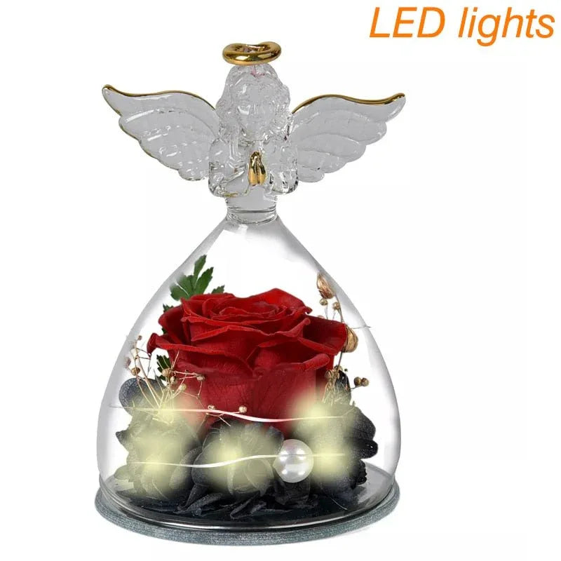 Rose Eternelle Sous Cloche en forme d'Ange - Rose Eternelle La Boutique