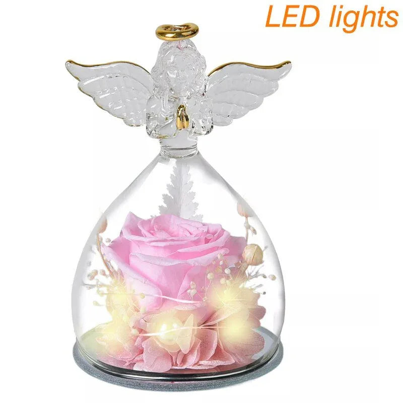 Rose Eternelle Sous Cloche en forme d'Ange - Rose Eternelle La Boutique