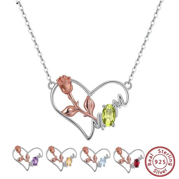 Collier et pendentif Coeur & Rose avec une pierre précieuse naturelle - Rose Eternelle La Boutique