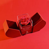 Luxueux Coffret rouge & Rose rouge " Best Wishes "