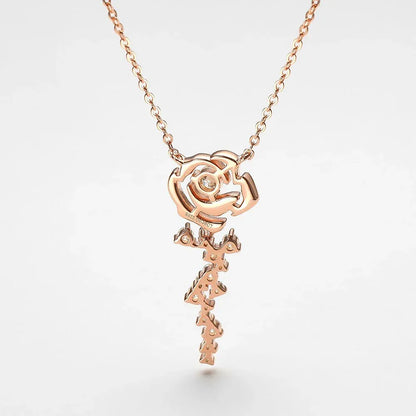Collier en argent 925 avec une Rose en Dimant Moissanite - Rose Eternelle La Boutique