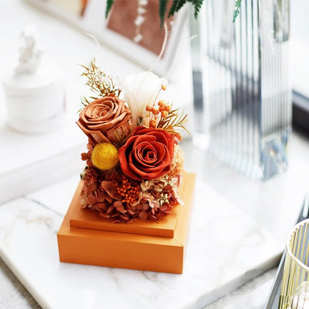 Composition florale avec Rose & Hortensia - Rose Eternelle La Boutique