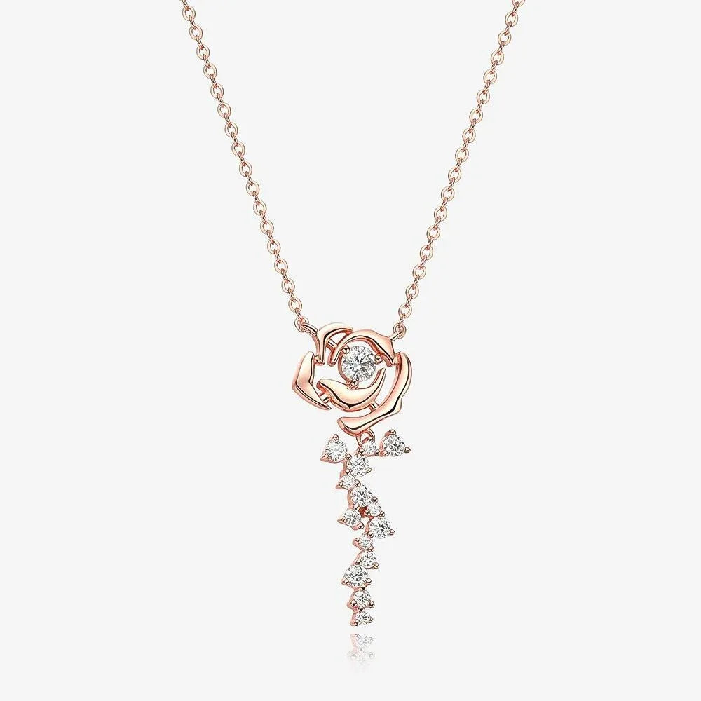 Collier en argent 925 avec une Rose en Dimant Moissanite - Rose Eternelle La Boutique