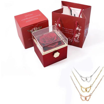 Boite avec Rose Eternelle + Pendentif | Rouge Royal - Rose Eternelle La Boutique